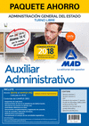 PAQUETE AHORRO AUXILIAR ADMINISTRATIVO DEL ESTADO (TURNO LIBRE). AHORRO DE 74  (INCLUYE TEMARIOS 1 Y 2; TEST; EJERCICIOS PSICOTÉCNICOS; SIMULACROS EXAMEN PRIMER EJERCICIO; SIMULACROS EXAMEN SEGUNDO E