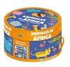 (CAJA REDONDA) ANIMALES DE AFRICA. LIBRO+PUZZLE GIGANTE (30 PIEZAS)
